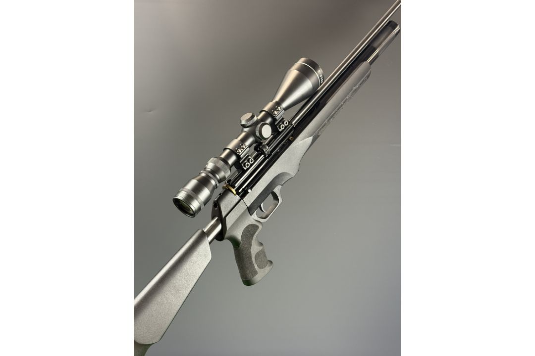 RWS Scimitar .22 PCP air rifle with composite stock, textured pistol grip, sound moderator, 8-shot - Image 1 of 14