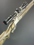 Ruger No.1 .25-06 Remington falling block rifle with laminate show wood stock, semi-pistol grip,
