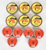Twelve tins of .177 Bisley Wasp and Webley Powa Pell air rifle or pistol pellets, some sealed.