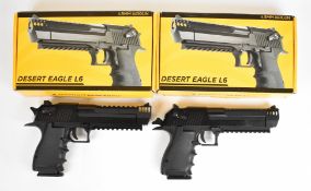 Two Magnum Research Desert Eagle L6 Black .177 CO2 air pistols each with textured grips, multi-
