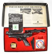 Webley Hurricane .22 target air pistol with shaped and chequered grips and adjustable sights,