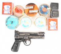 Webley Junior .177 air pistol with named and chequered composite grips, serial number 380. PLEASE