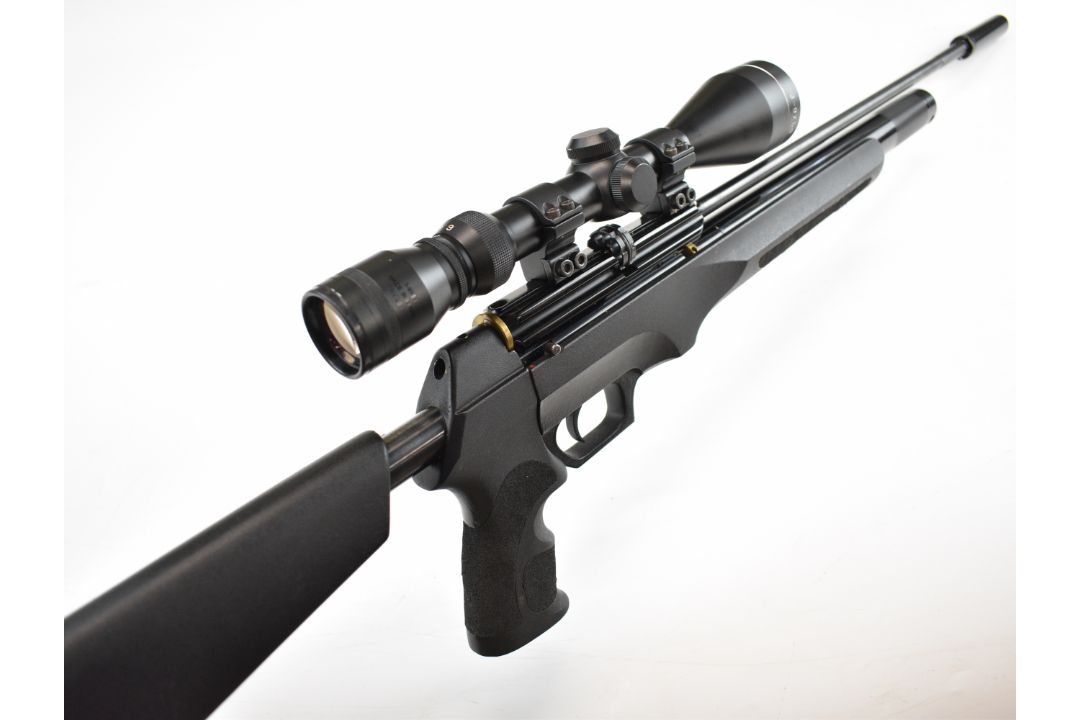 RWS Scimitar .22 PCP air rifle with composite stock, textured pistol grip, sound moderator, 8-shot - Image 6 of 14