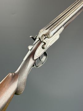R Watson 16 bore side by side hammer action shotgun with named and ...
