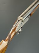 Spanish 12 bore side by side sidelock shotgun with engraved locks, underside, trigger guard, top