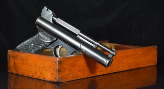 Webley Mark I .177 air pistol with named and chequered composite grips and adjustable sights, serial