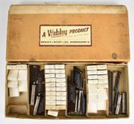 Webley & Scott dealer's spare parts or service box with grips, barrels, springs and other parts