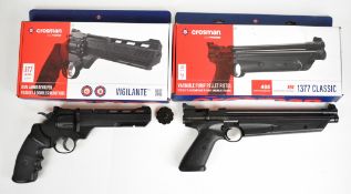 Two Crosman .177 CO2 air pistols / revolvers, Vigilante revolver and 1377 Classic target pistol,