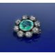 An early Victorian brooch set with a cushion cut emerald of approximately 4.2ct surrounded by - Image 1 of 3