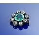 An early Victorian brooch set with a cushion cut emerald of approximately 4.2ct surrounded by - Image 2 of 3