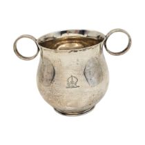 NATHAN AND HAYES, AN EARLY 20TH CENTURY SILVER VASE Twin ring handles and baluster base, bearing