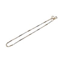 A MID CENTURY BICOLOUR 18CT GOLD ALBERT WATCH CHAIN Rectangular alternating white and yellow gold