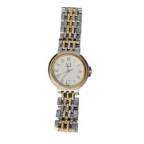 DUNHILL, A STAINLESS STEEL AND GOLD PLATED 'MILLENNIUM’ GENT’S WRISTWATCH The circular white dial