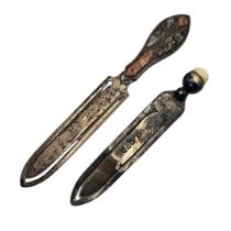 Lot 13 TWO EARLY 20TH CENTURY SILVER BOOKMARKS To include a hardstone set handle, hallmarked