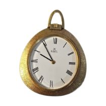 EBEL, A VINTAGE 18CT GOLD PENDANT WATCH The oval dial within a teardrop form case, engraved initials