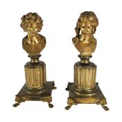 A PAIR OF 19TH CENTURY FRENCH ‘GRAND TOUR’ ORMOLU CLASSICAL BUSTS Depicted as Bacchus and Ariadne (