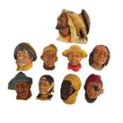 BOSSON, A COLLECTION OF MID CENTURY PLASTER BUSTS To include an Arab with bird of prey. (largest