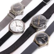 A group of four 20th century stainless steel military watches,