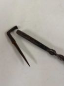 A night watchman's or guardsman’s iron walking stick, probably 19th century,