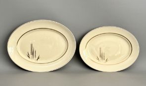 Two Clarice Cliff oval platters - Golden Wheat design for Wilkinson Ltd, no. 7098, 31.8cm long and