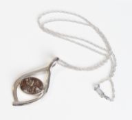 An astrophyllite drusy sterling silver pendant, 10ct.