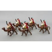 Toy soldiers: a set of five Wend-Al cast aluminium French Foreign Legion troops on camels - 1950s,