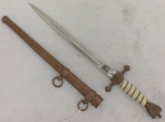 REPRODUCTION GERMAN WW2 KREIGSMARINE DAGGER WITH 25CM LONG BLADE MARKED WKC WITH ITS METAL SCABBARD
