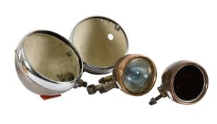 A Pair of 1920's/30's Rotax Brass and Copper Car Headlamps, with 4" glass lenses A Pair of Metal and