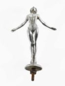 A 1920s/30s Chrome Car Mascot "Diving Lady", the base stamped copyright 14cm high