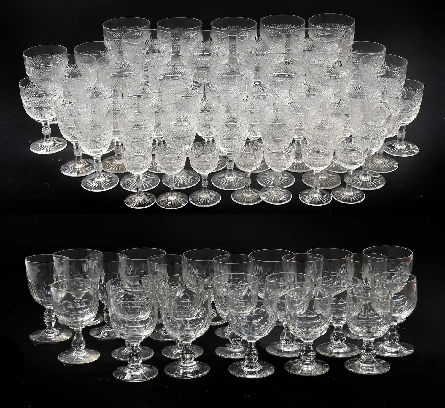 A Part Suite of Table Glassware, 19th century, the bowls with