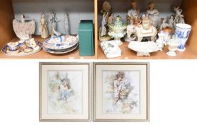 A Royal Dux Porcelain Figural Bowl, as an elephant and howdah with rider, together with three Lladro