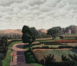 Simon Palmer (b.1956) "In the Vale" Figures on a country lane Signed and dated (19)94,