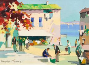 Cecil Rochfort D'Oyly-John (1906-1993) "Village of Beaulieu near Monte Carlo" Signed, inscribed to
