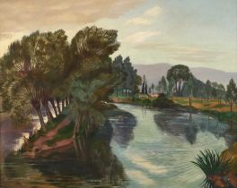John Northcote Nash RA (1893-1977) “Boxted Mill Pool” Signed, oil on canvas, 66cm by 84.5cm