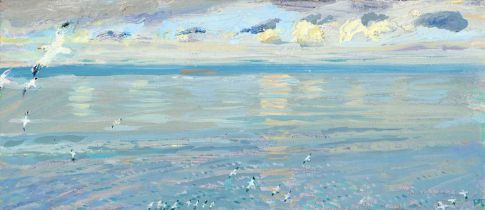 Piers Browne (1949-2024) "Gannets from Bempton Cliffs at Breeding Time" Initialled, inscribed and
