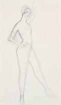 Marie Laurencin (1883-1956) French “Standing Dancer” Christie's stencil 39ISD to reverse, pencil,