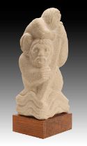 John Bunting FRBS, FRCA (1927-2002) St Christopher Stone on a wooden base, 32.5cm high (including