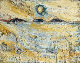 Kitty North (b.1963) "Coastline" Signed verso, inscribed to artist's label verso, oil on canvas,