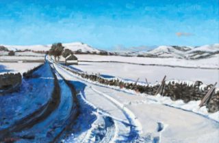 Brian Alderman (b.1954) "Returning to Hawes from Semerwater, January" Signed, inscribed verso, oil