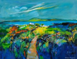 Shelagh Campbell (b.1948) Scottish "Path to the Beach Colonsay" Signed, inscribed verso, acrylic