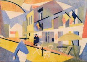 Edith Lawrence (1890-1973) "France" Signed and numbered 6/50, linocut, 26cm by 36cm (unframed)