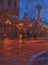 John Mackie (b.1953) The Piazzetta di San Marco by moonlight Signed, pastel, 79cm by 58cm
