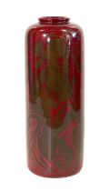 Bernard Moore (1850-1935): A Flambé Porcelain Cylindrical Vase, decorated with fish, painted mark