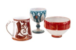 Alan Caiger-Smith MBE (1930-2020): An Aldermaston Pottery Earthenware Footed Bowl, painted with