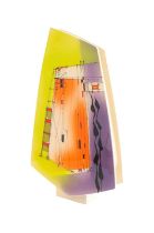 Richard Godfrey (1949-2014): A White Earthenware Clay Slab Built Vase, painted with bright