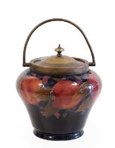 William Moorcroft (1872-1945): A Pomegranate Pattern Biscuit Barrel, circa 1920s, impressed
