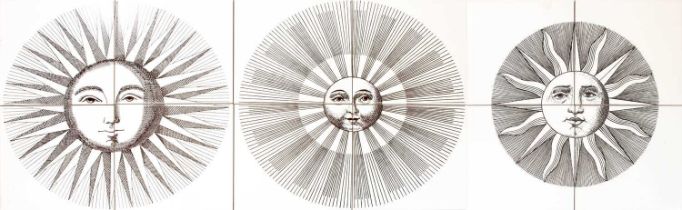 Three Sets of Four Ceramica Bardelli 13cm Tiles, designed by Piro Fornasetti, from the Fornasettiana