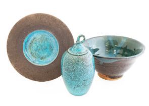 Trevor Corser (1938-2015): A Stoneware Bowl, green glaze, impressed TC. and St Ives Pottery mark,