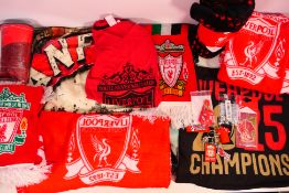 A quantity of Liverpool Football Club related merchandise to include shirt, keyrings, throws,
