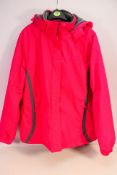 A Mountain Warehouse waterproof ski jacket in vibrant pink, appears to have had minimal usage.